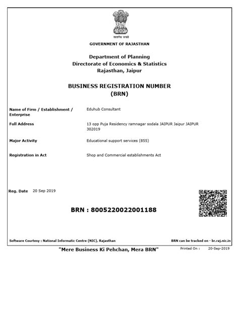 brn certificate download.